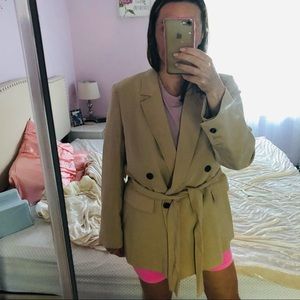 Mango beige belted blazer size 12